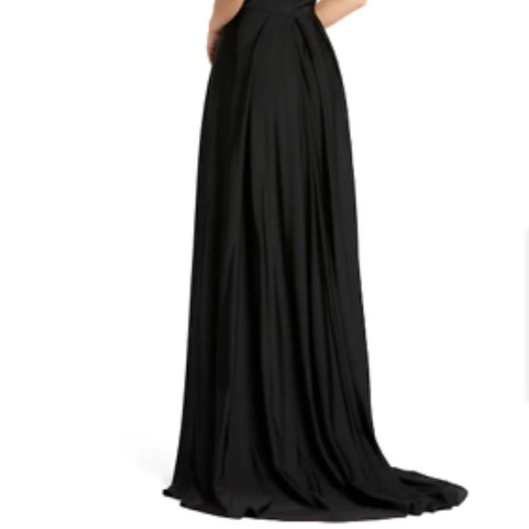 MAC DUGGAL PLUNGE NECK HIGH SLIT BLACK SHIMMER GOWN sz 2 - Picture 5 of 5